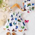 Super Sweet Dress 2pcs Set - Robe Bouffante Plissée Graphique Papillon Mignon + Chapeau Pour Votre Jolie Petite Fille!