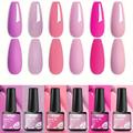 6 Pièces Couleur Gel Vernis À Ongles Ensemble 6 Ml Paillettes Paillettes Gel Vernis Kit Semi Permanent Tremper UV LED Ongles Gel Manucure Vernis Kit