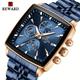 1pc RECOMPENSE Montre à Quartz pour homme Rectangle et bleue, Montre-bracelet de luxe, Montre d'affaires Horloge Aiguilles lumineuses Horloge étanche, choix idéal pour les cadeaux