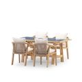 Ensemble de table et 4 chaises en bois et céramique bleu 168x87
