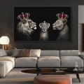 Abstrait noir blanc famille de lions peinture couronne lions toile affiches et impressions image pour la décoration de salon moderne