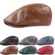 Chapeau Beret En Cuir PU Pour Hommes, Casquettes Plates Vintage Pour Hommes, Chapeaux De Conducteur Berets