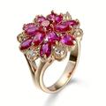 1pc Bague Au Design De Fleur En Cuivre, Cadeau D'anniversaire Et De La Saint-Valentin, Accessoires Décoratifs Classiques