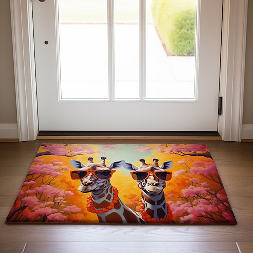 bunte Giraffen-Fußmatte, Fußmatten, waschbare Teppiche, Küchenmatte, rutschfester, ölbeständiger Teppich, Indoor-Outdoor-Matte, Schlafzimmerdekor, Badezimmermatte, Eingangsteppich Image