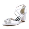 Per donna scarpe da sposa Regali di San Valentino Scarpe bianche Matrimonio Feste Giornaliero Scarpe da sposa Con diamantini Quadrato Appuntite Elegante Di tendenza Raso Tracolla Vinaccia Nero Bianco