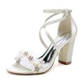 Per donna scarpe da sposa Sandali Sandali con plateau Matrimonio Feste Giornaliero Sandali da sposa Con diamantini Fiori di raso Quadrato Occhio di pernice Elegante Di tendenza Lussuoso Raso Listino