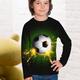 Boys 3D Football T shirt Long Sleeve 3D Print Fall Active Polyester Kids 4-12 Years Regular Fit