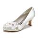 Women's Wedding Shoes Ladies Shoes Valentines Gifts White Shoes Wedding Party Valentine's Day Bridal Shoes Rhinestone Satin Flower Chunky Heel Round Toe Elegant Fashion Luxurious Satin Loafer White