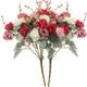 2 Bundles Silk Rose Bouquet Artificial Flowers Mini Rose for DIY Wedding Bouquets Centerpieces Bridal Shower Party Home Decorations