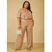 Plus Size Metallic Straight Leg Pants