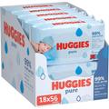 HUGGIES Baby Wipes 99 Percent Pure Water Wipes Fragrance Free for Gentle Cleaning and Protection Natural Wet Wipes 18 Packs 1008 Wipes Total