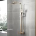 Frode Brushed Gold Thermostatic Shower Mixer Set Square Twin Head Exposed Valve