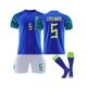 (L(175-180CM)) Casemiro #5 Brazil Away Jersey 2022/23 Soccer T-Shirt Shorts Kits Football 3-Pieces Sets