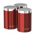Morphy Richards 974069 Accents Kitchen Storage Canisters, Stainless Steel, Red, Set of 3