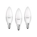 Osram LED Base Classic B/LED Lamp, Classic Mini Candle Shape, with Screw Base: E14, 5.70 W, 220 to 240 V, 40 W Replacement, Frosted, 2700 K, Pack of 3