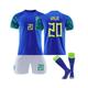 (S(160-170CM)) Vini JR. #20 Brazil Away Jersey 2022/23 Soccer T-Shirt Shorts Kits Football 3-Pieces Sets