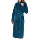 (Teal, Small - UK 10/12) Slenderella Ladies Zig Zag Fleece Shawl Collar Wrap Dressing Gown