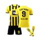 (24(130-140CM)) Borussia Dortmund Home Jersey 2022/23 Haaland No.9 Soccer Jersey 3-Pieces Kits For Kids Adults