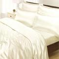 Cream Satin Super King Duvet Cover, Fitted Sheet and 4 Pillowcases Bedding Set