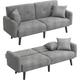 Vesgantti 3 Seater Sofa Bed 188CM, Convertible Futon Sleeper with Armrest, Adjustable Backrest Click Clack Fabric Couch with 2 Pillows Modern Gray