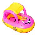 (Purple) Toddler Baby Pool Float with Canopy Car Shaped Inflatable Swimming Float with Sun Shade Safety Seat Toys