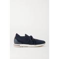 Loro Piana - Flexy Lady Wool, Leather And Suede Sneakers - Navy