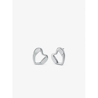 Michael Kors Precious Metal-Plated Brass Heart Stud Earrings Silver One Size
