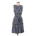 Lauren by Ralph Lauren Casual Dress - Fit & Flare: Blue Chevron Dresses - Women's Size 8