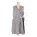 Lane Bryant Outlet Casual Dress - Wrap: Gray Checkered/Gingham Dresses - Women's Size 26 Plus