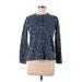 Style&Co Long Sleeve Henley Shirt: Blue Tops - Women's Size Medium