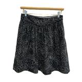 Anthropologie Skirts | Anthropologie 38 Of 52 Floral Print Rayon Linen Poofy Bubble Mini Skirt Sz 10 | Color: Black | Size: 10