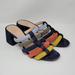 J. Crew Shoes | J. Crew Women Size 8.5 Strappy Penny Slide Heel Sandals In Multicolored Suede | Color: Blue/Yellow | Size: 8.5