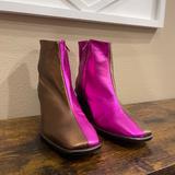 Anthropologie Shoes | Maeve Square-Toe Heeled Ankle Boots | Color: Pink | Size: 8.5