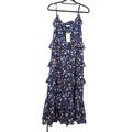 Michael Kors Dresses | Michael Kors Ruffled Floral Summer Midi Dress Women Xl Nwt | Color: Blue | Size: Xl