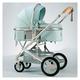2 in 1 Convertible Baby Stroller Newborn Reversible Bassinet Pram,Foldable Aluminum Alloy Pushchair High Landscape Infant Carriage Anti-Shock Toddler Pushchair (Color : Blue)
