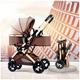 2 in 1 Baby Strollers for Infant and Toddler, High Landscape Shock-Absorbing Carriage Baby Stroller for Newborn, Two-Way Pram Trolley Baby Pushchair Ideal for 0-36 Months (Color : Brown)