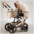 Baby Pram Pushchair High View Baby Carriage Two-Way Pram Trolley Baby Stroller for Infant and Toddler, Lightweight Baby Pram Stroller for Newborn Ideal for 0-36 Months (Color : Khaki)