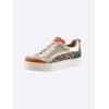Sneaker HEINE, Damen, Gr. 35, bunt (beige, bunt), Leder, Veloursleder, Glattleder, modisch, Schuhe