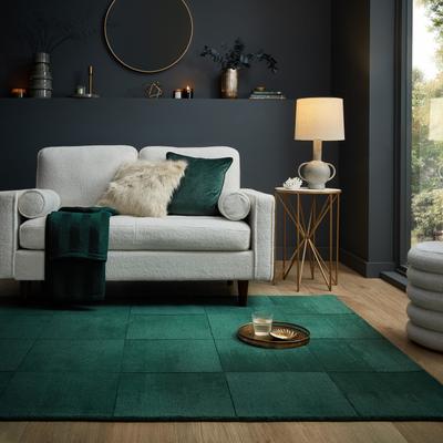Wollteppich FLAIR RUGS "Demi Woll", grün, B:160cm H:10mm L:230cm, Wolle, Teppiche, Woll Teppich Image