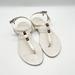 Coach Shoes | Coach Piccadilly White T-Strap Flat Jelly Sandals Women’s Size 7 B Charm Logo | Color: Silver/White | Size: 7