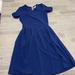 Lularoe Dresses | Lularoe Amelia Dress Blue Medium Euc Zipper | Color: Blue | Size: M