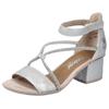 Sandalette RIEKER, Damen, Gr. 37, silber (silberfarben), Lederimitat, metallic, elegant, Schuhe, Sommerschuh, Sandale, Blockabsatz, mit praktischem Klettverschluss