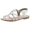 Riemchensandale RIEKER, Damen, Gr. 39, beige (hellbeige), Lederimitat, metallic, elegant, Schuhe, Sommerschuh, Sandalette, Blockabsatz, mit Gummizügen für guten Sitz, Topseller