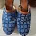Coach Shoes | Coach Signature Bacall Blue Platform High Heel Studded Mules (A0435). Sz 11 | Color: Blue/Tan | Size: 11