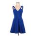 BCBGMAXAZRIA Cocktail Dress - Fit & Flare: Blue Solid Dresses - New - Women's Size 6