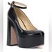 Jessica Simpson Shoes | Jessica Simpson Black Patent Platform Curved Block Heel Mary Jane Heels Size 9.5 | Color: Black | Size: 9.5