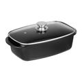 Relaxdays Roasting Dish with Glass Lid, 5 L, Coated Aluminium Universal Roaster, Electric & Gas Hob, Black