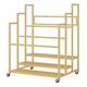 DLAZUM Commercial Yoga Mat Storage Cart with Casters, 3/4 Tier Foam Roller Pilates Mats Display Stand Floor Standing, for Garage/Yoga Studios, Iron Frame (Color : Gold, Size : 3-Tier) (Gold 3)