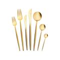 Karaca Jupiter Premium Boxed Cutlery Set Matte Gold for 12 People - 84 Pieces: High Quality Stainless Steel Cutlery, Modern Design, Perfect for Special Occasions and Everyday Use