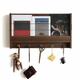 UDCSCEWJ Mail and Key Holder for Wall Decorative, Wooden Magazine Rack with 5 Key Hooks, Wall Mounted Farmhouse Wood Shelf for Entryway Office Magazines Letter Book Storage Organizer